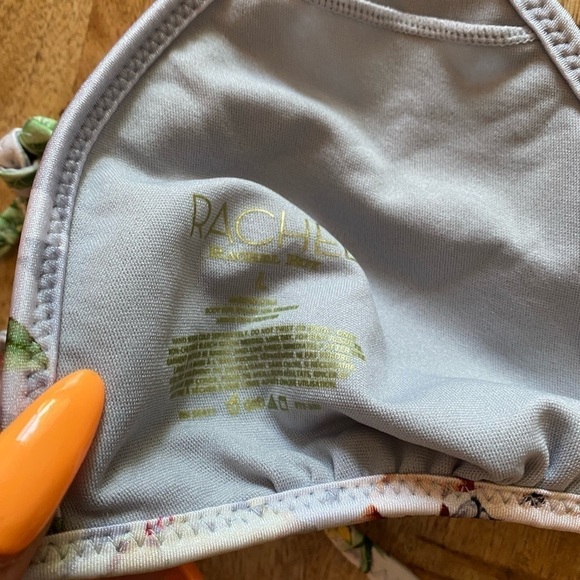 Rachel Roy shiny silver gray metallic triangle bikini 2 piece floral set nwot - Picture 7 of 8